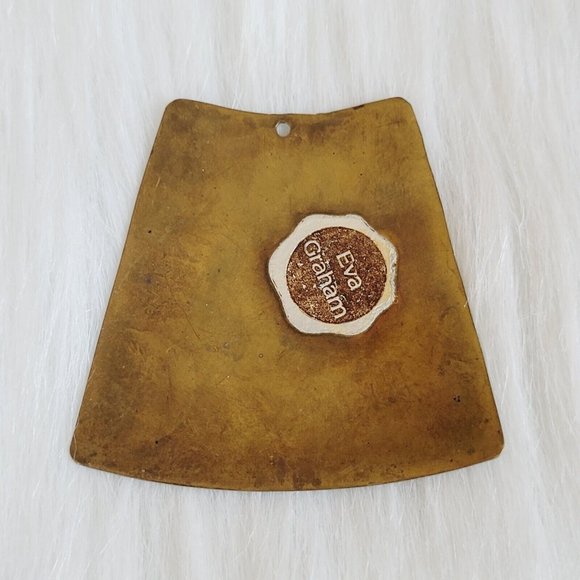 VINtage Eva Graham Pendant Etched Flowers Brass Metal Statement 13206 - Picture 5 of 9